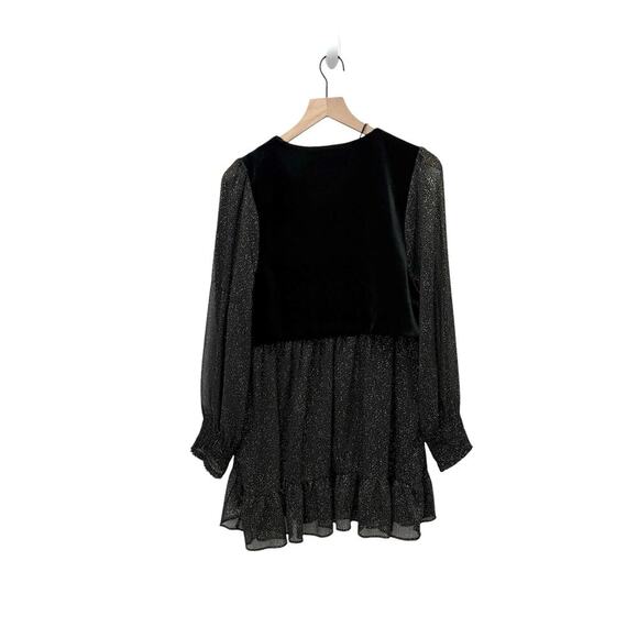 NWT Zara Velvet Vest Printed Pleated Single Breasted Mini Dress‎ Size Large - Picture 9 of 11